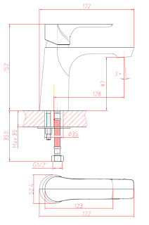 Смеситель для раковины Orange Aristo M19-021b черный